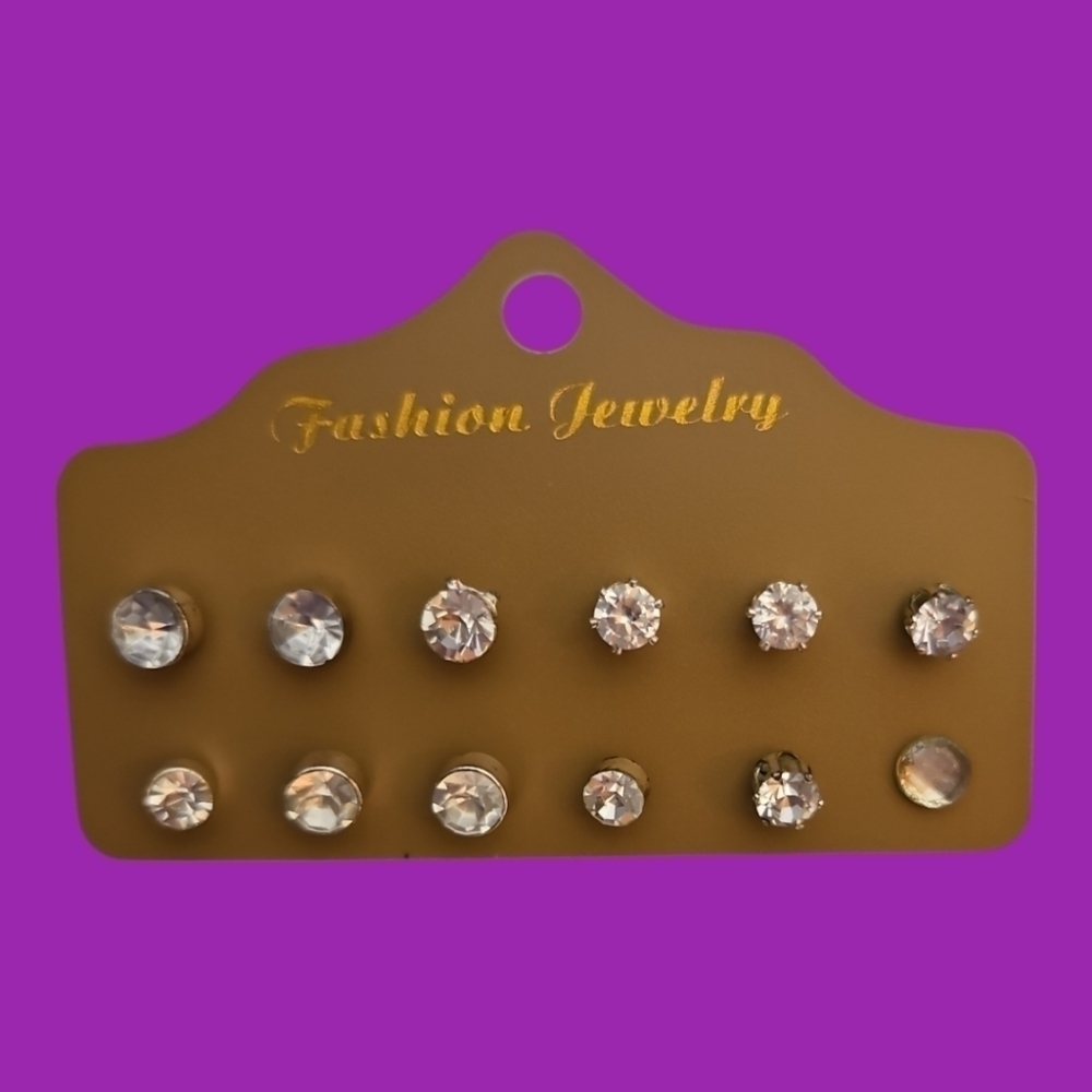3/$30 Lot of Twelve Single Crystal Stud Earrings